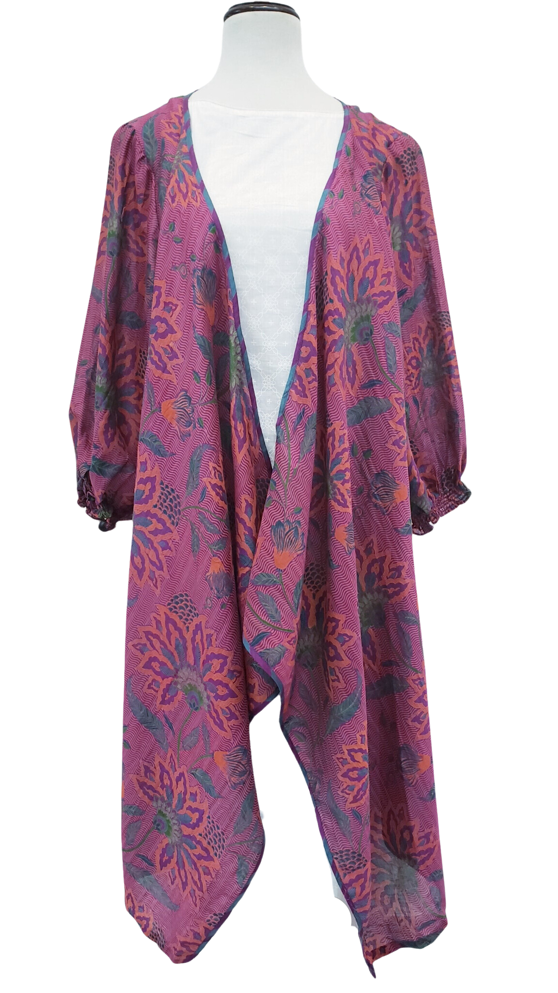 Saco estampado algodón seda. Morado