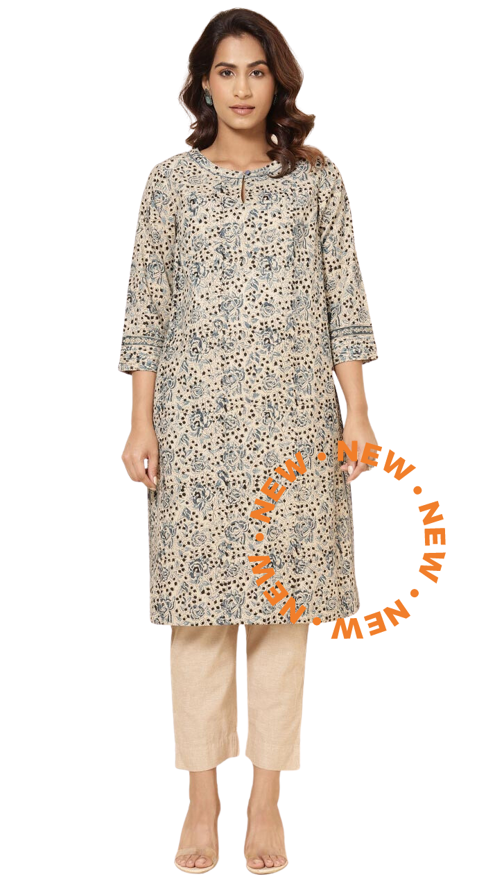 Kurta larga estampada. Beige