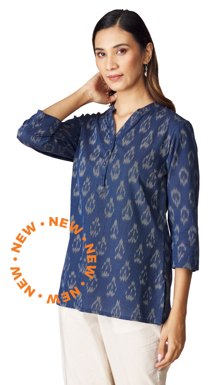 Blusa Ikat. Azul índigo