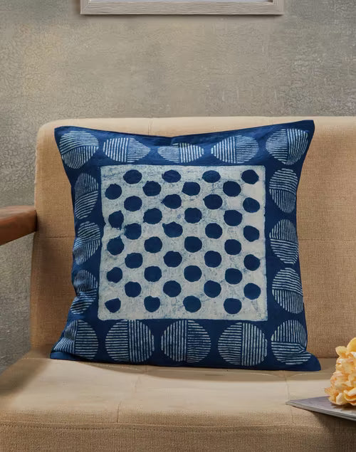Funda de cojín azul índigo natural Dabu. Ditya 40x40