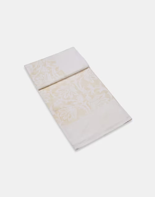 Mantel rectangular deshilado crudo/blanco. Inaya