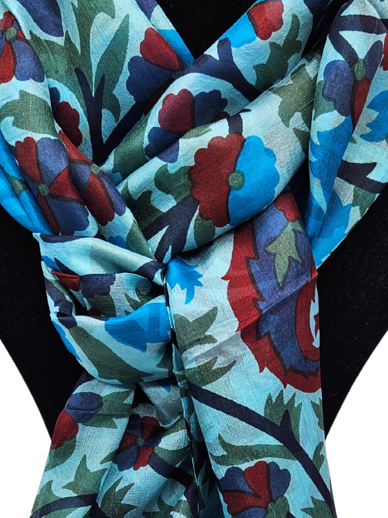 Mascada de seda estampada. Khani grande azul claro