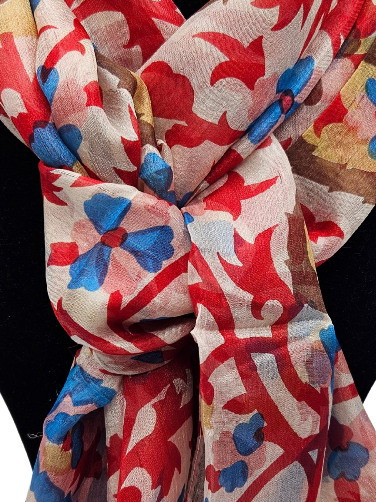 Mascada de seda estampada. Rosada