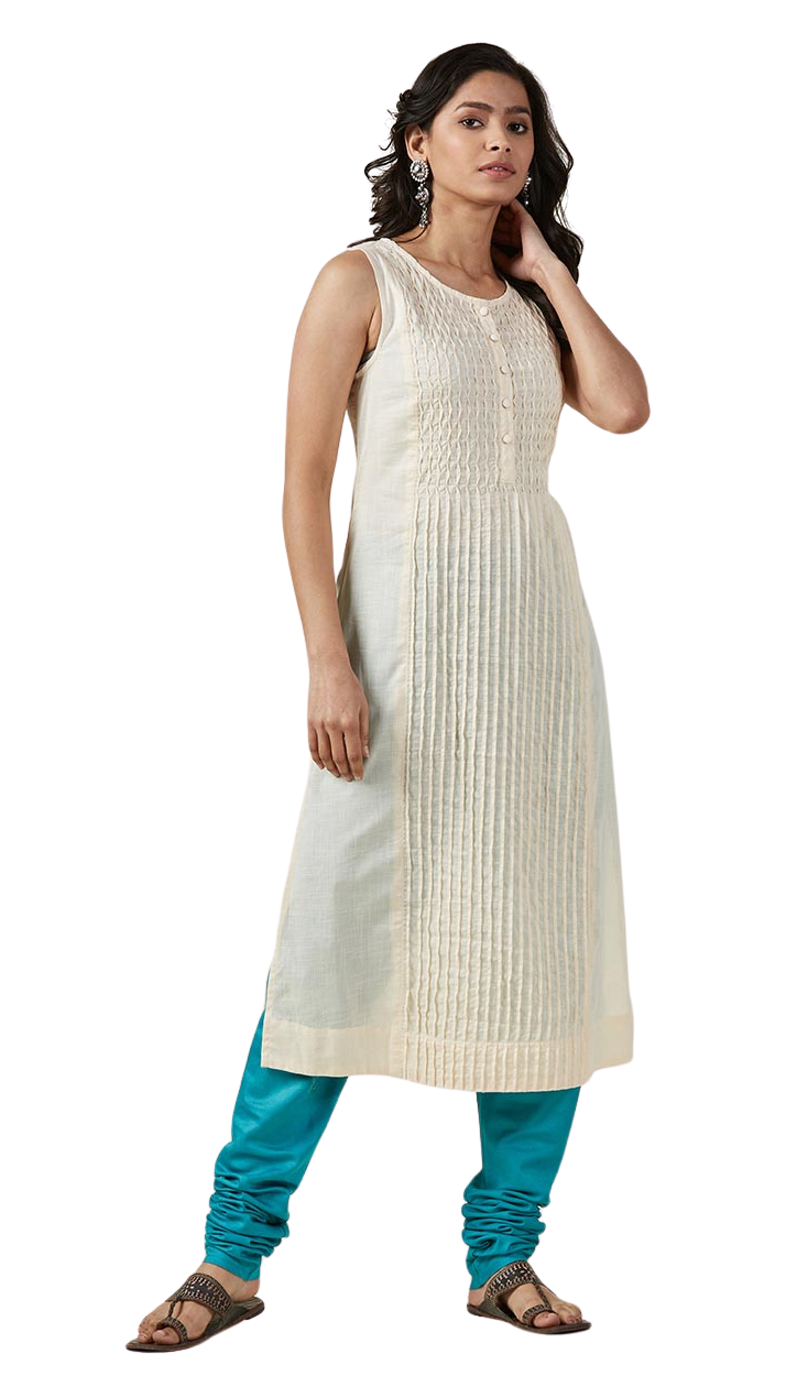 Kurta larga con pliegues. Crudo