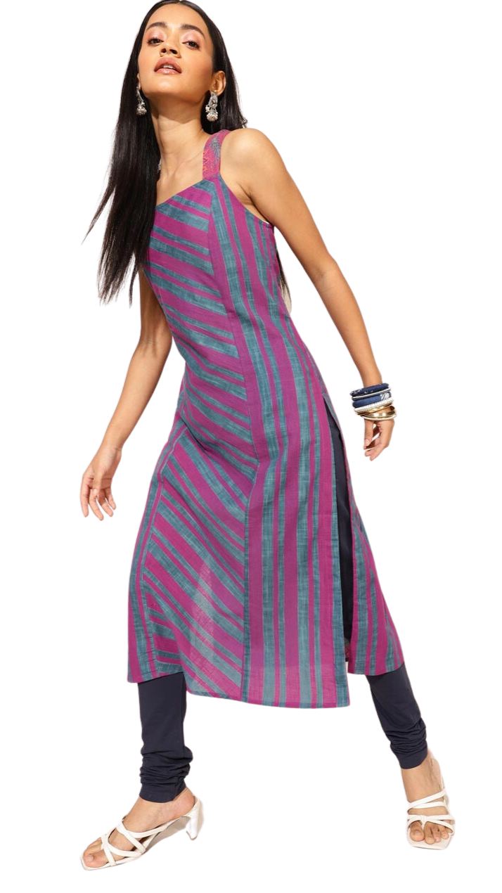 Kurta larga con cuello cuadrado. Morada