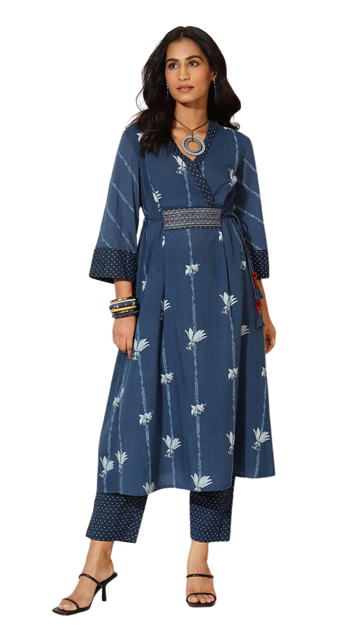 Set de kurta con pantalón. Índigo