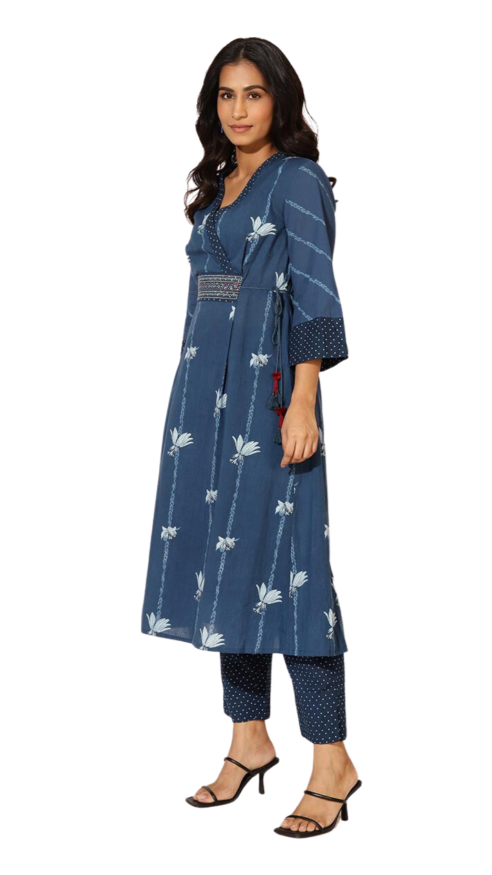 Set de kurta con pantalón. Índigo