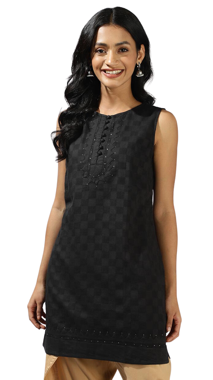 Túnica de algodón. Negra