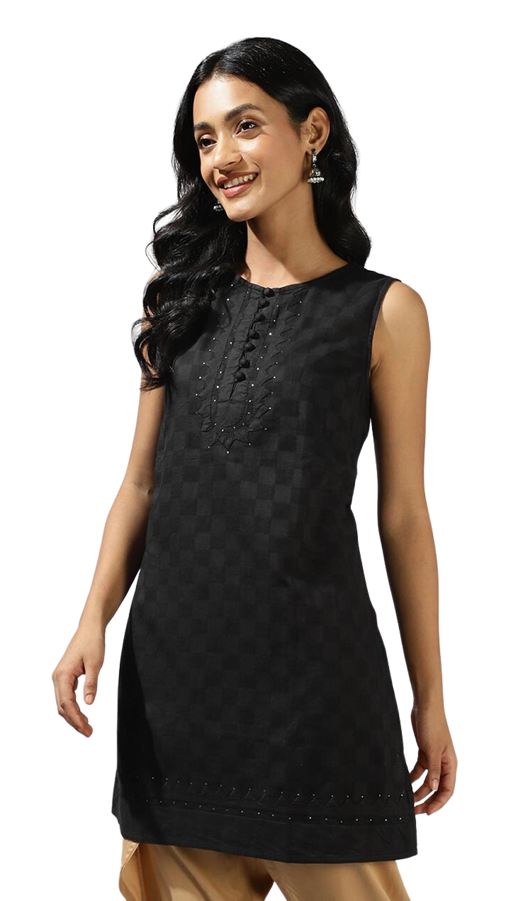 Túnica de algodón. Negra