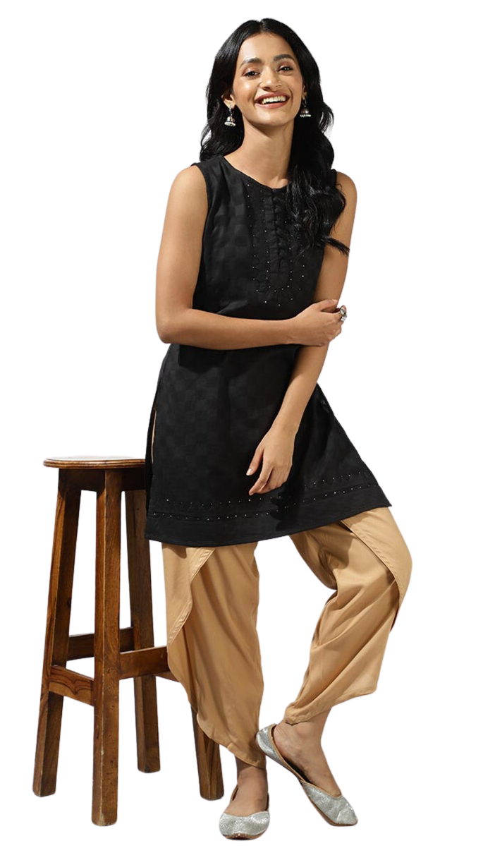 Túnica de algodón. Negra