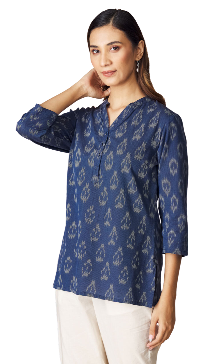 Blusa Ikat. Azul índigo