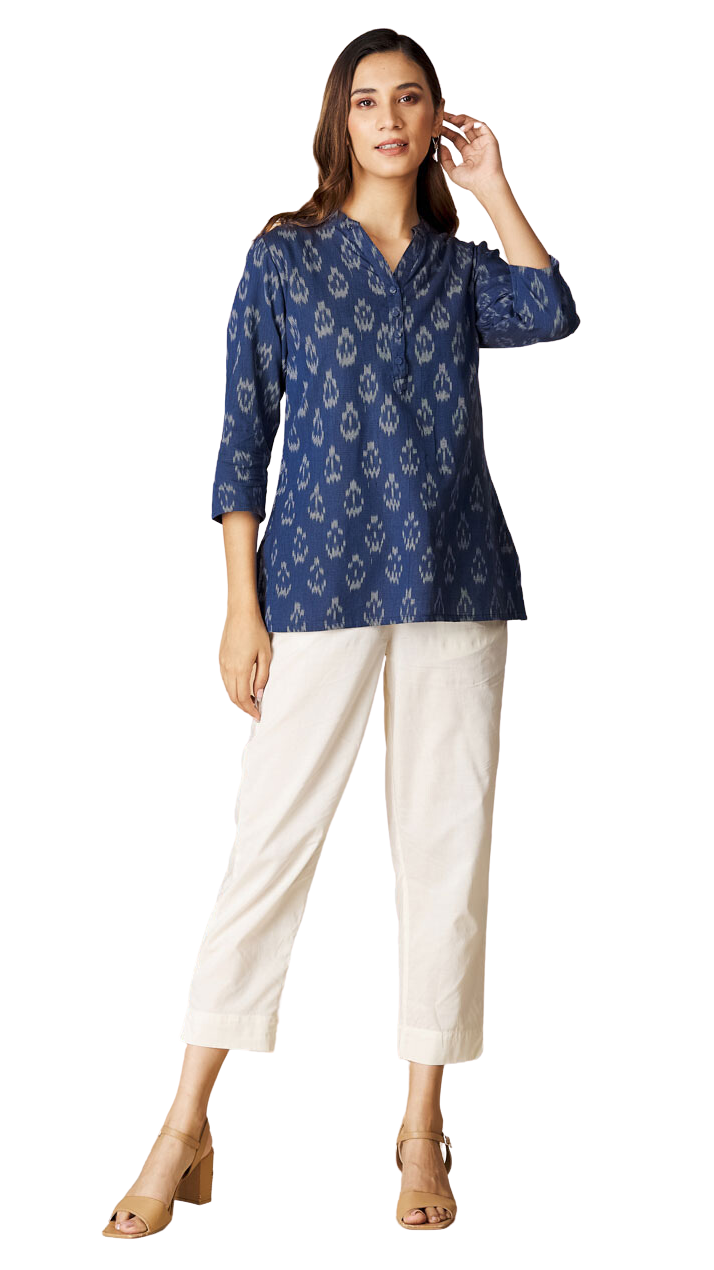 Blusa Ikat. Azul índigo