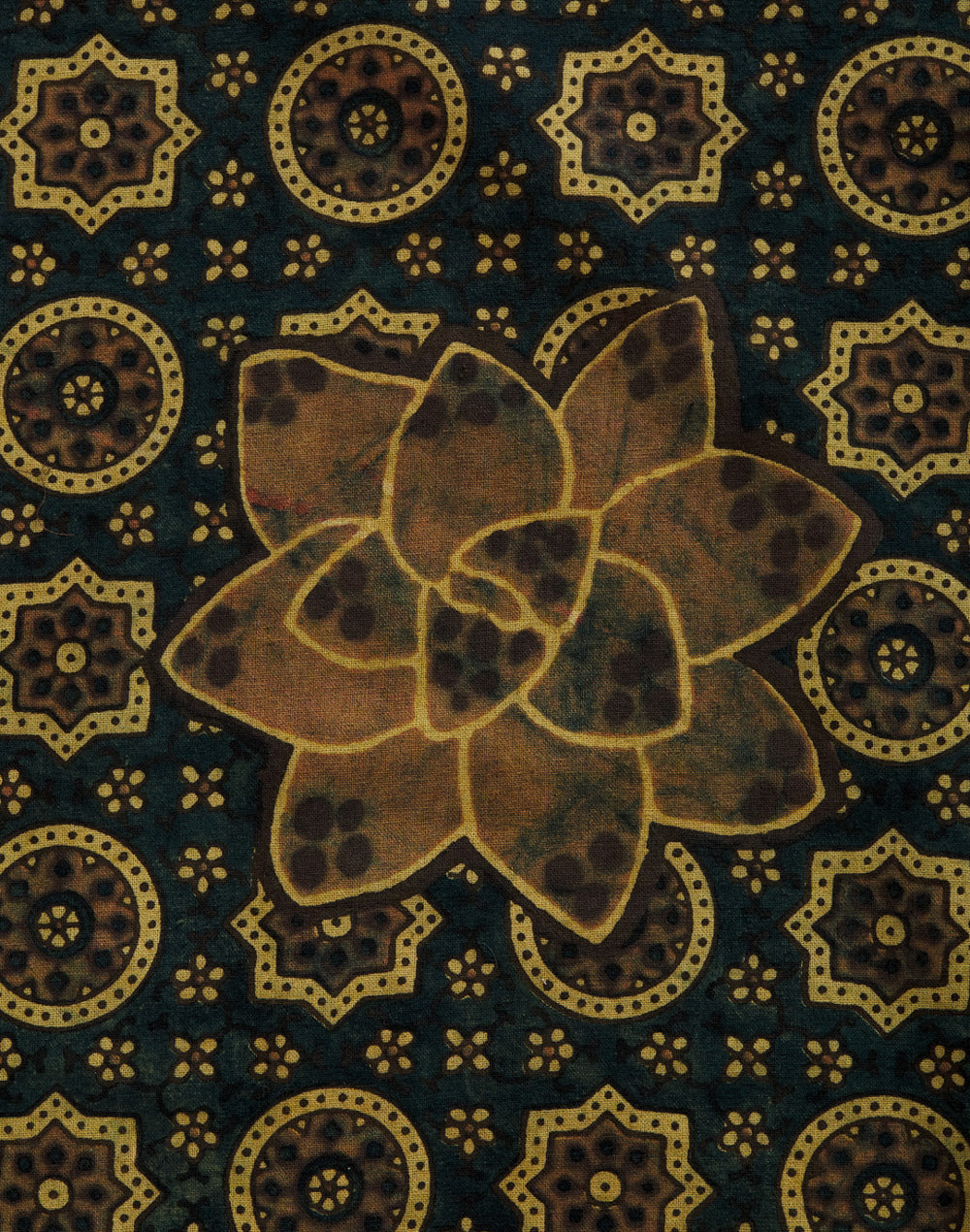 Mantel rectangular 100% algodón estampado a mano. Ipshita verde botella