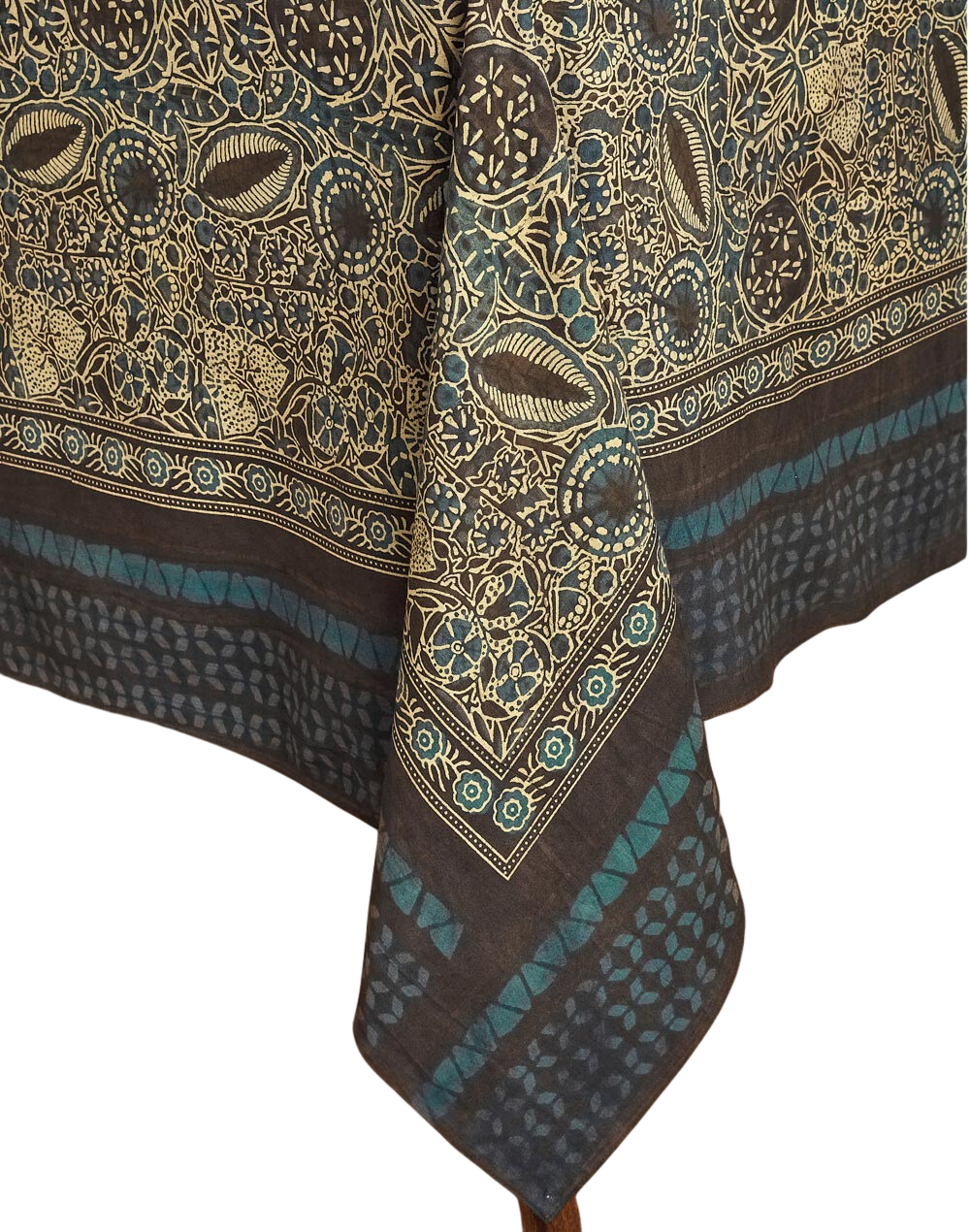 Mantel rectangular 100% algodón estampado a mano. Saeesha