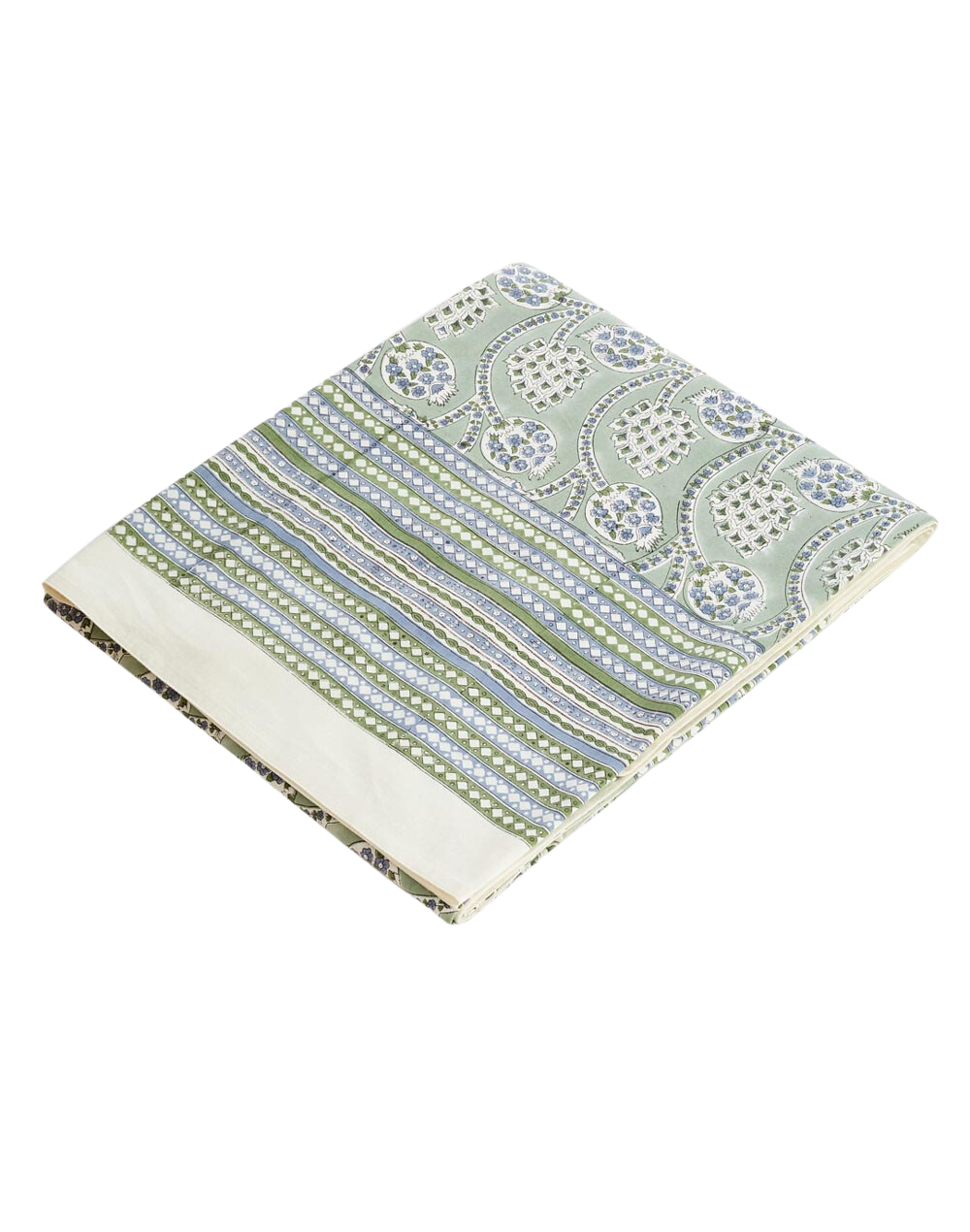 Mantel rectangular 100% algodón estampado a mano. Shalimar Anaar verde
