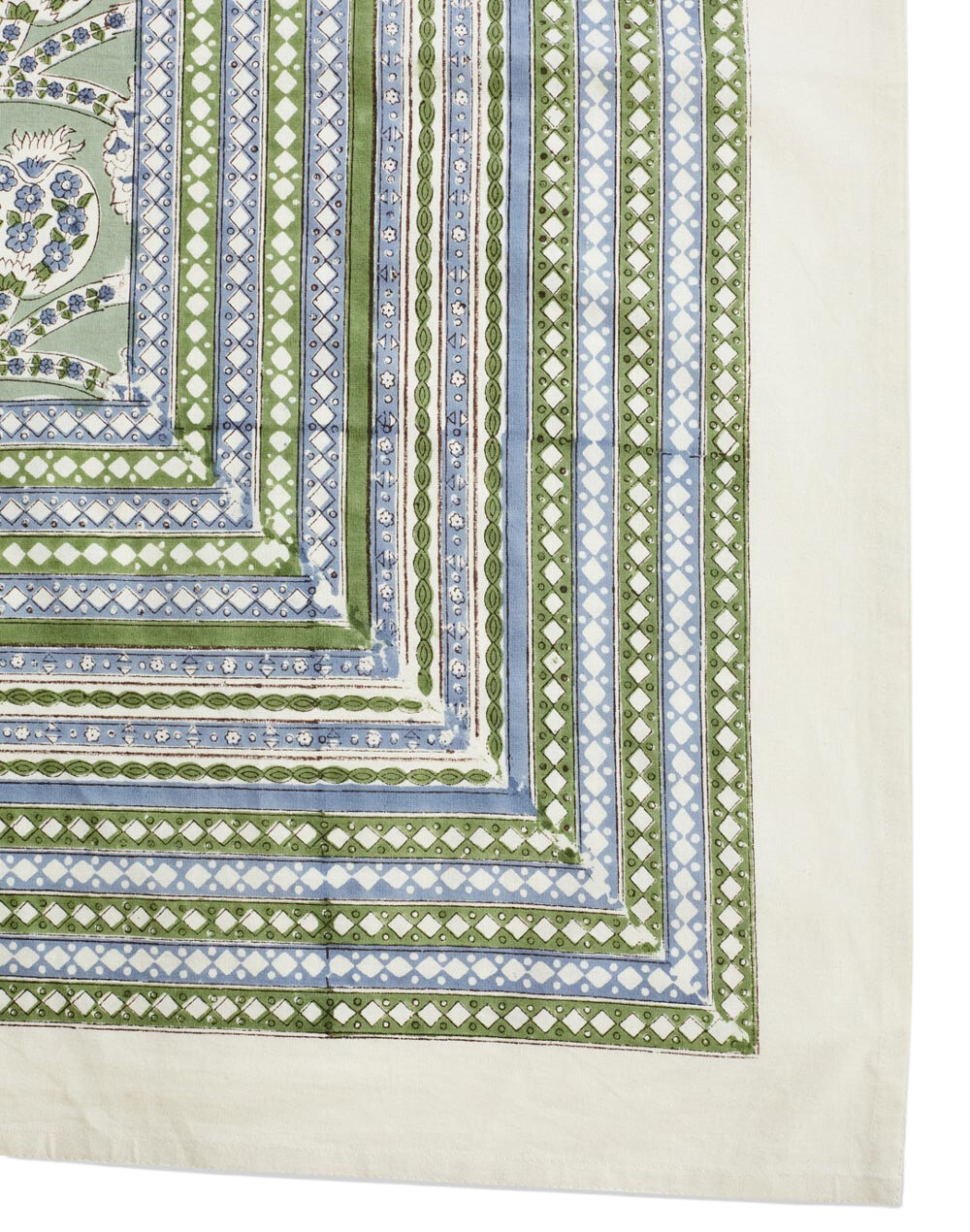 Mantel rectangular 100% algodón estampado a mano. Shalimar Anaar verde