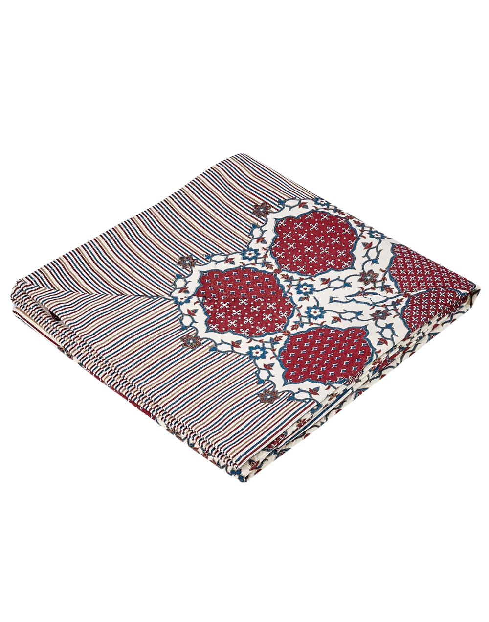 Mantel rectangular 100% algodón estampado a mano. Naquash