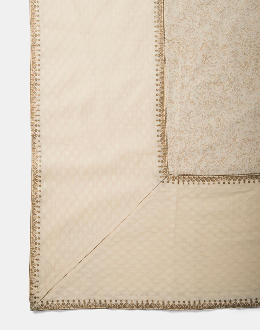 Mantel rectangular 100% algodón estampado a mano. Nahal crudo