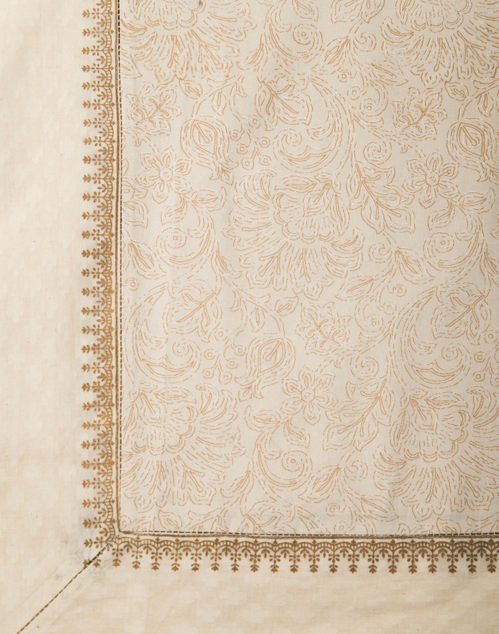 Mantel rectangular 100% algodón estampado a mano. Nahal crudo