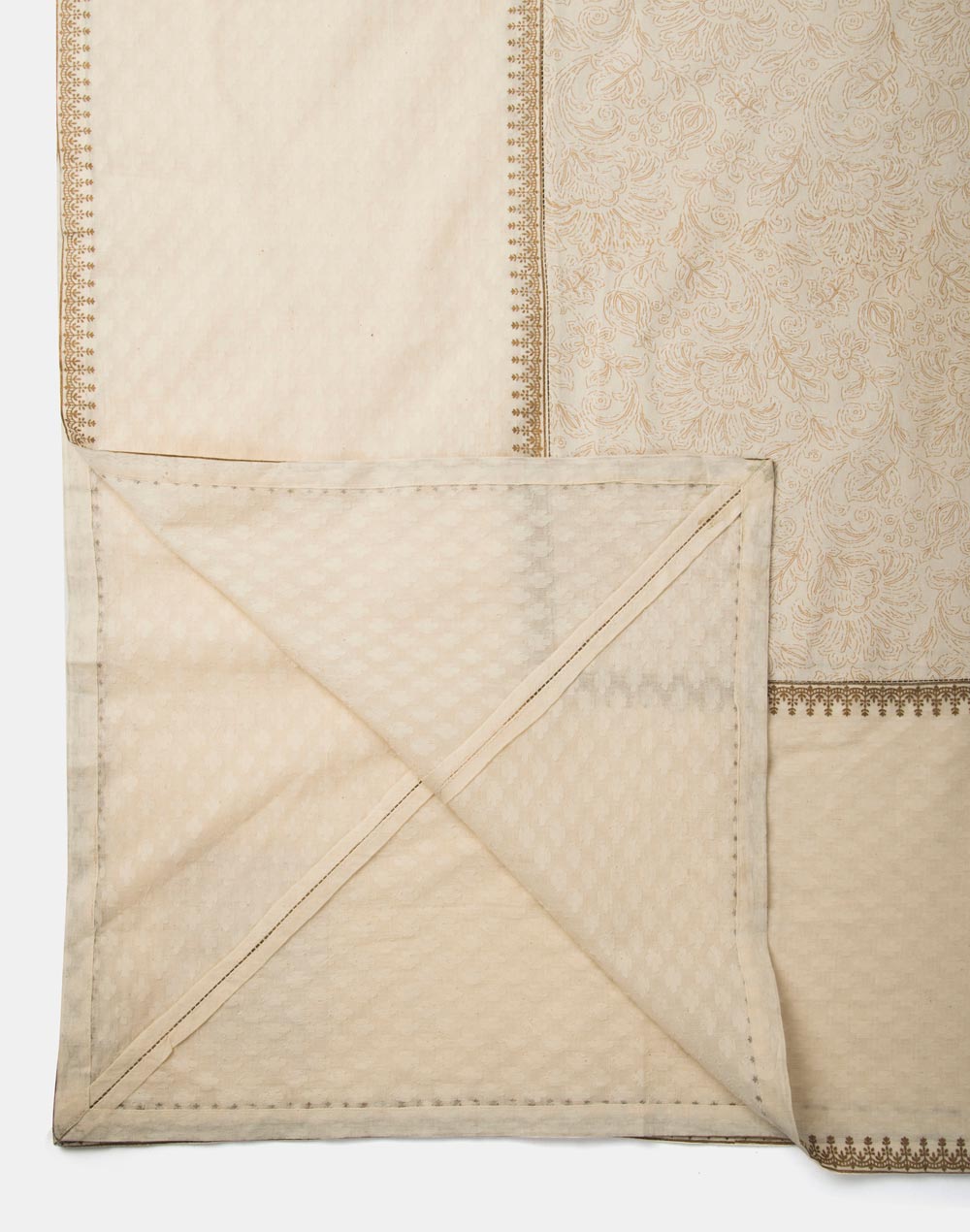 Mantel rectangular 100% algodón estampado a mano. Nahal crudo