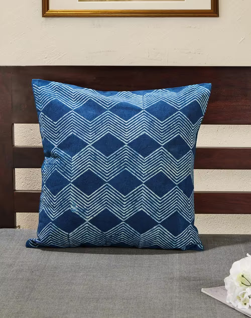 Funda de cojín azul índigo natural Dabu. Roha 40x40