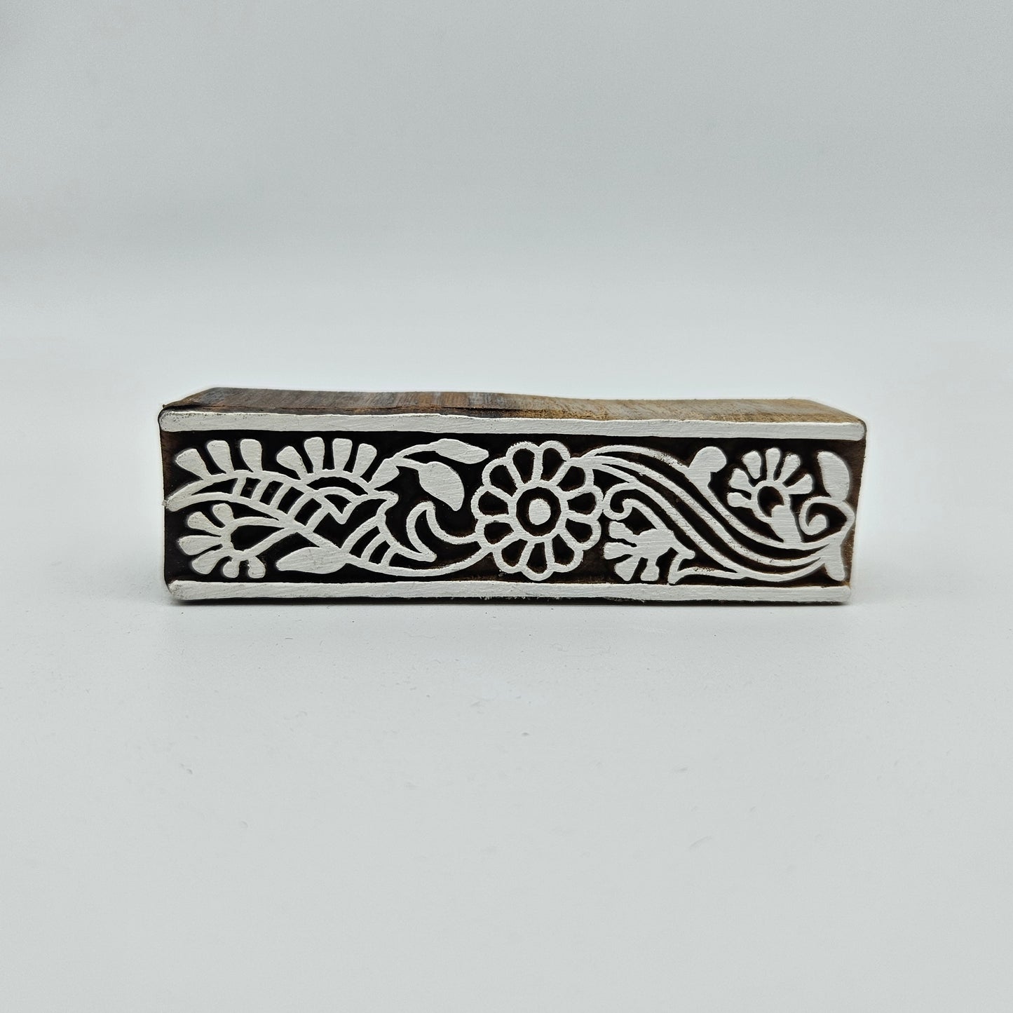 Sello bloque mediano Borde flores