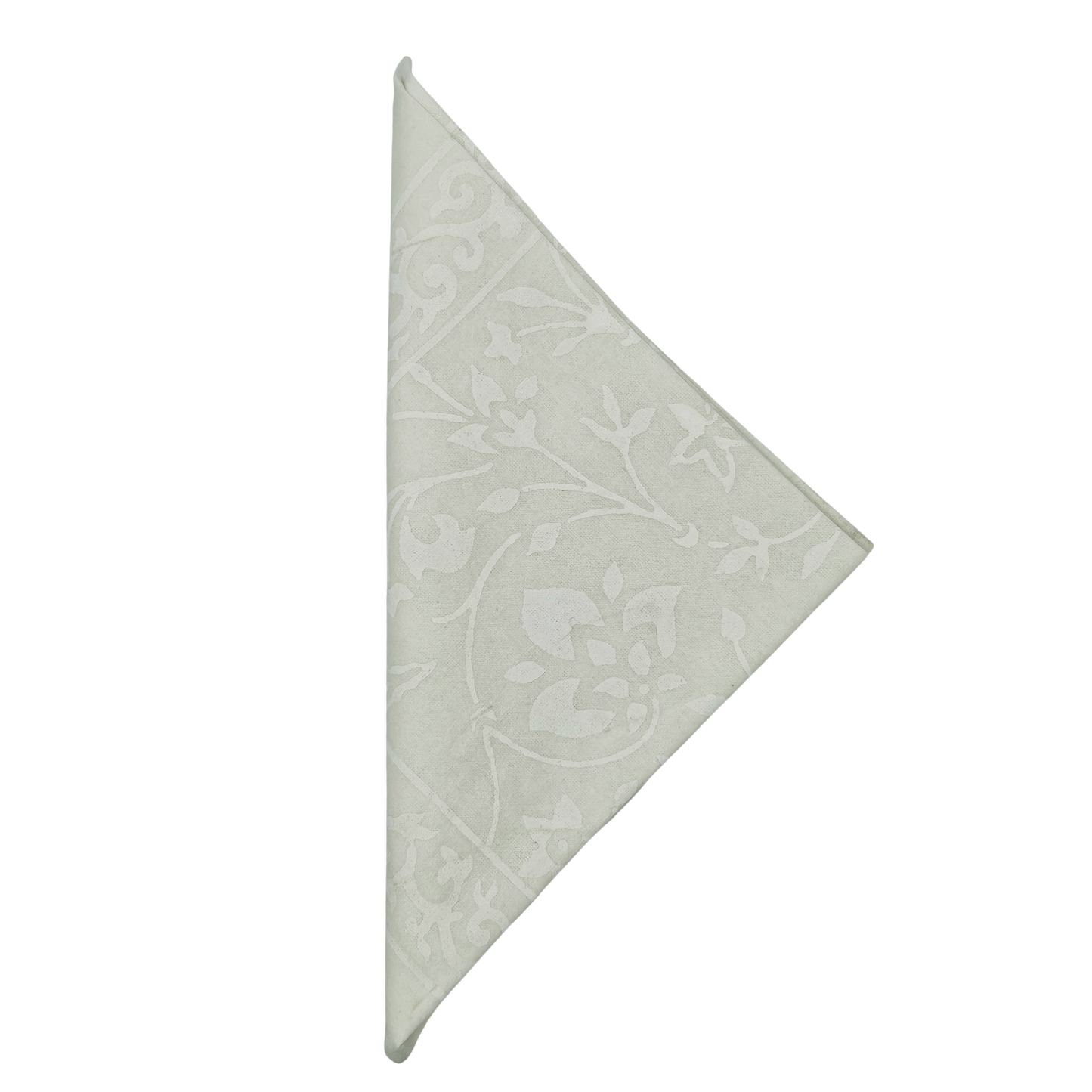Servilleta lisa de algodón estampada a mano. Blanco sobre blanco