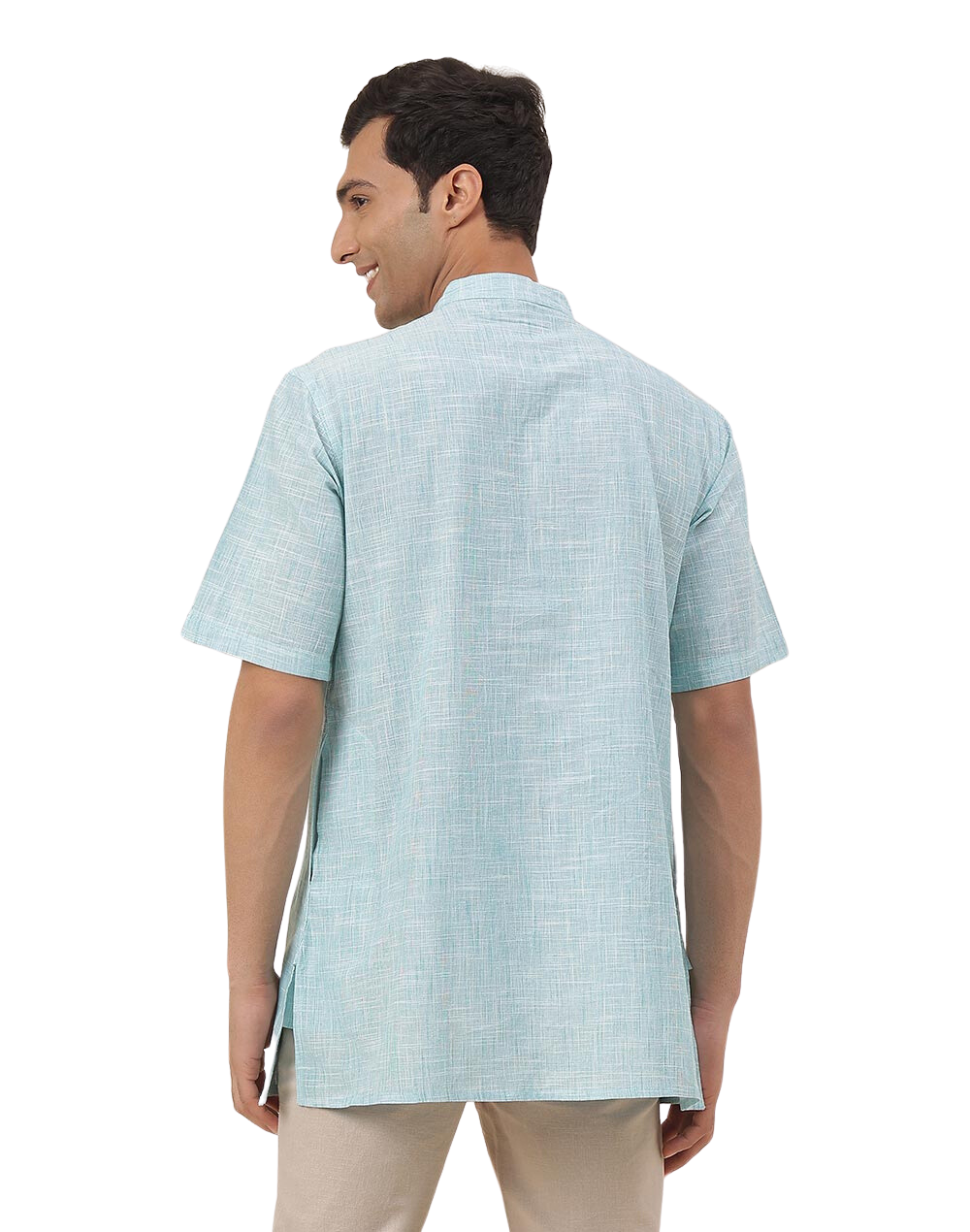 Kurta para hombre. Verde acqua. Manga corta