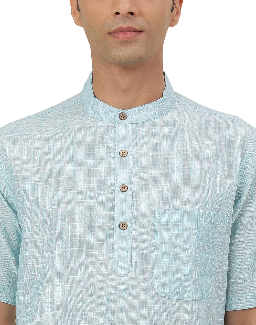 Kurta para hombre. Verde acqua. Manga corta