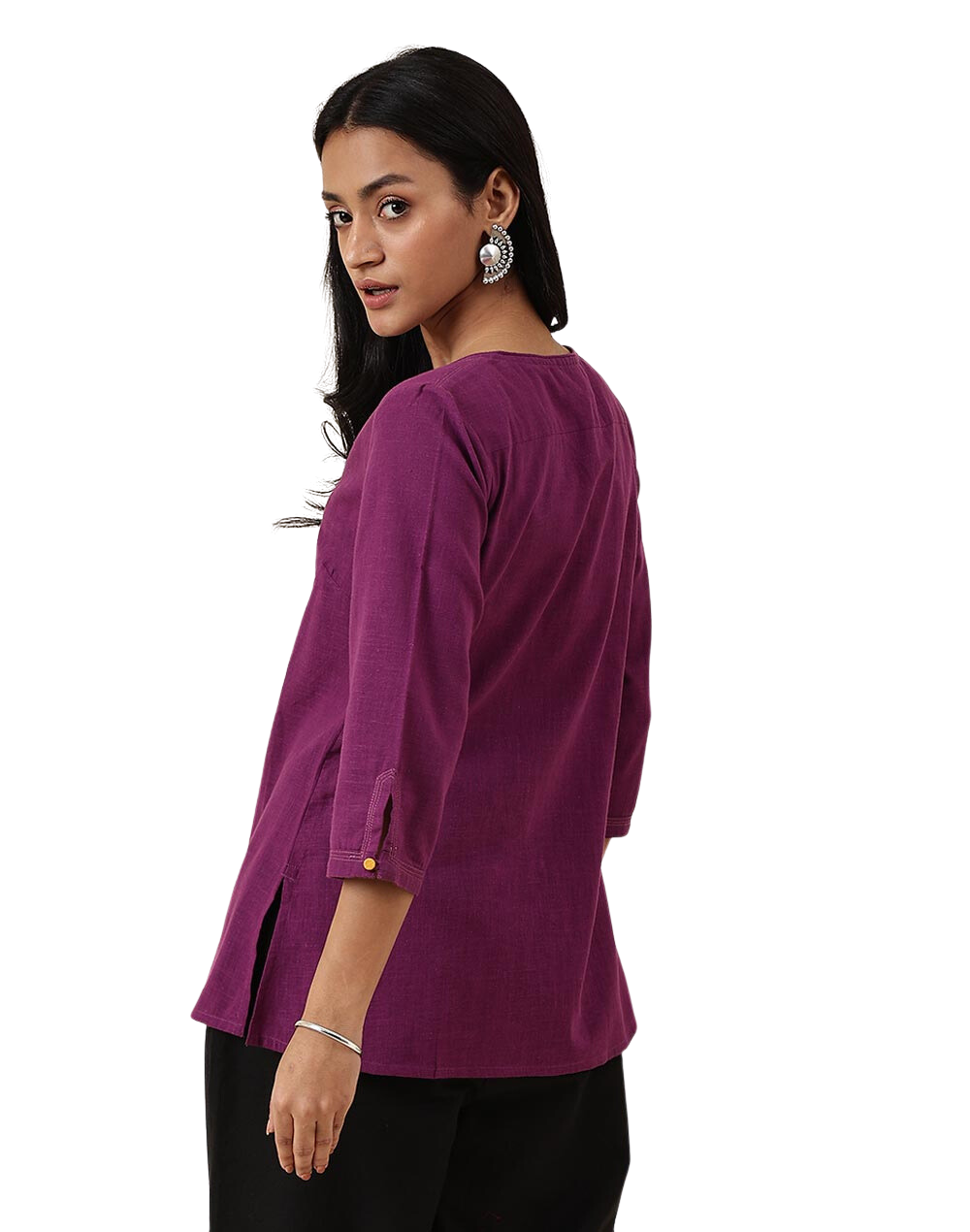Kurta corta con pliegues. Morada