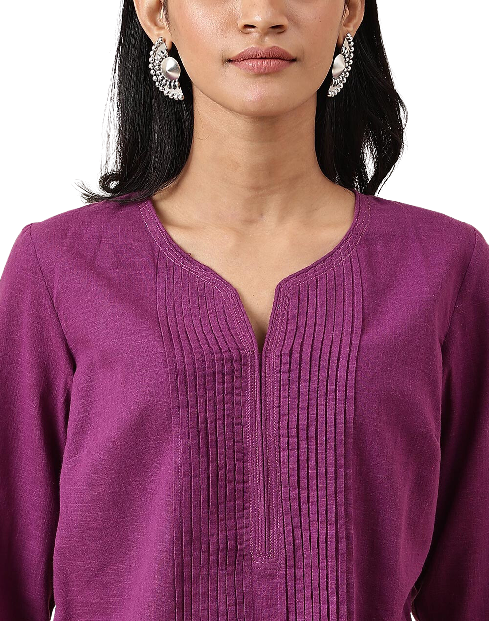 Kurta corta con pliegues. Morada