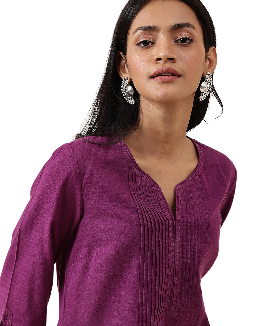 Kurta corta con pliegues. Morada