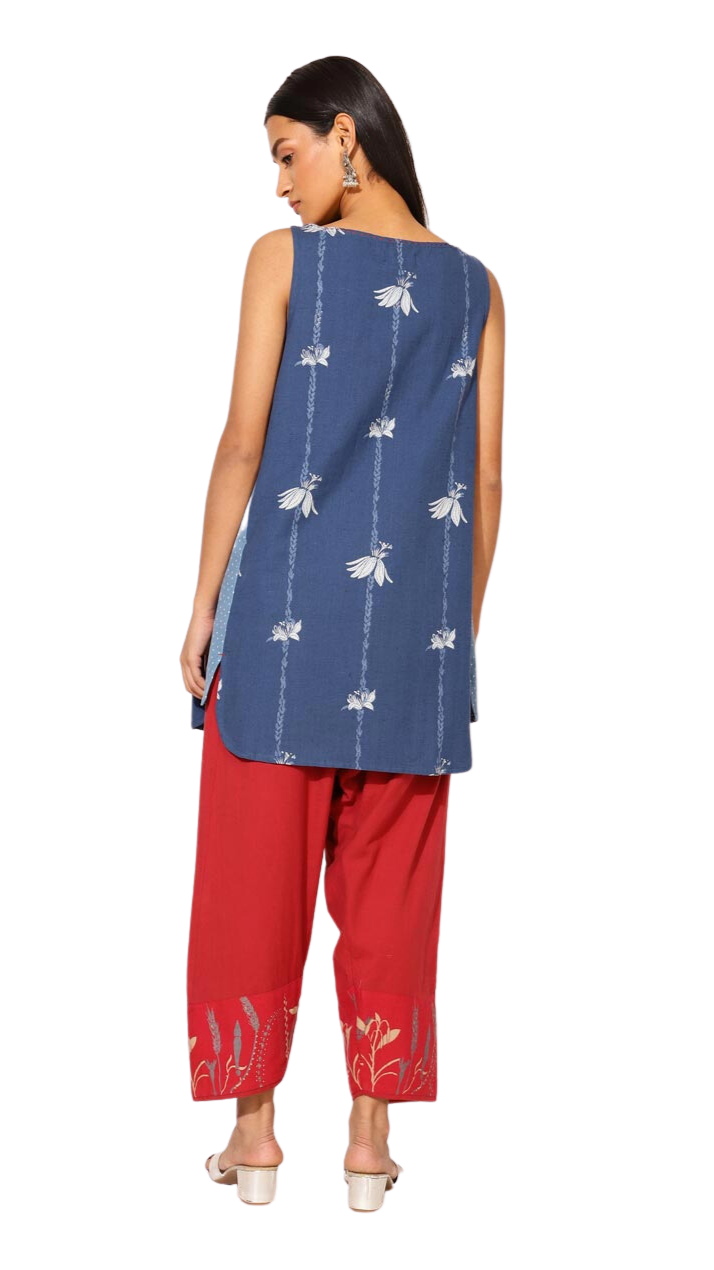 Kurta corta. Azul índigo
