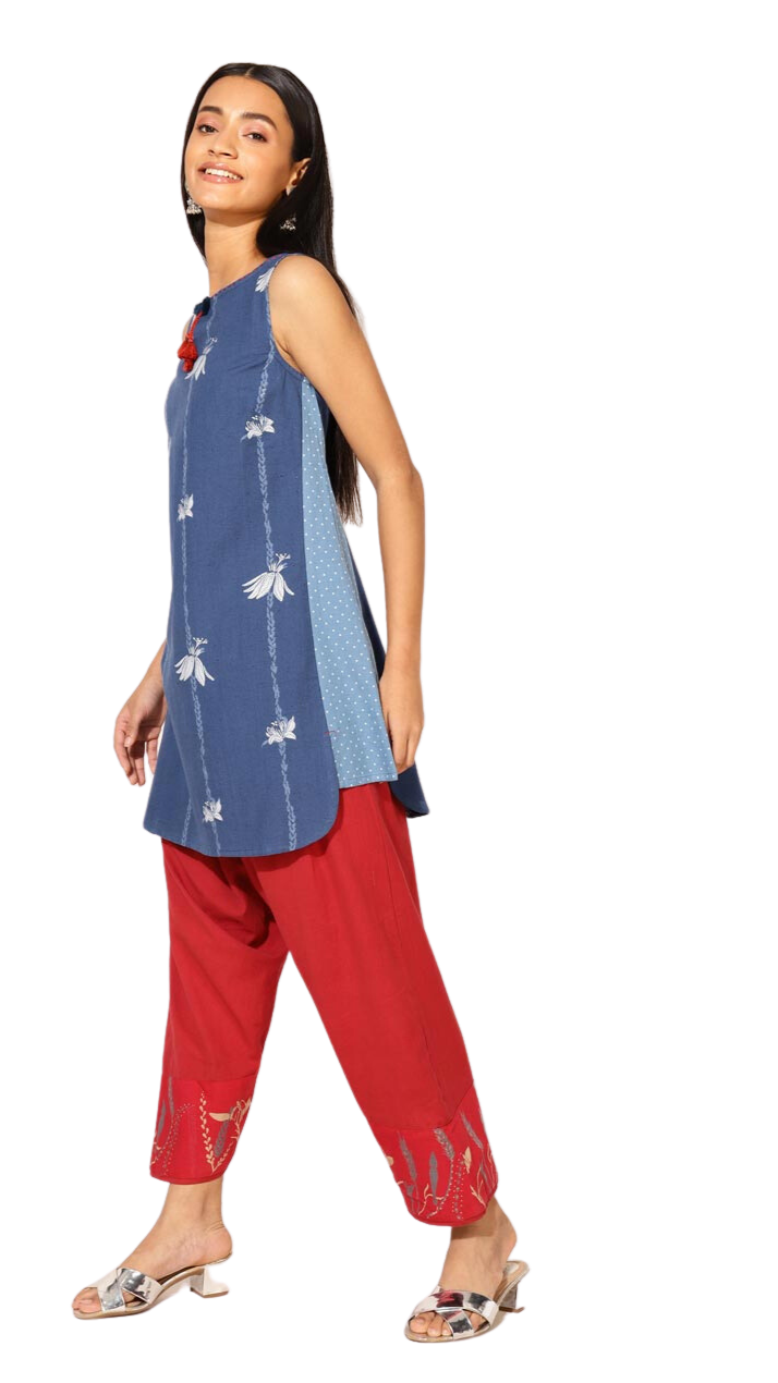 Kurta corta. Azul índigo
