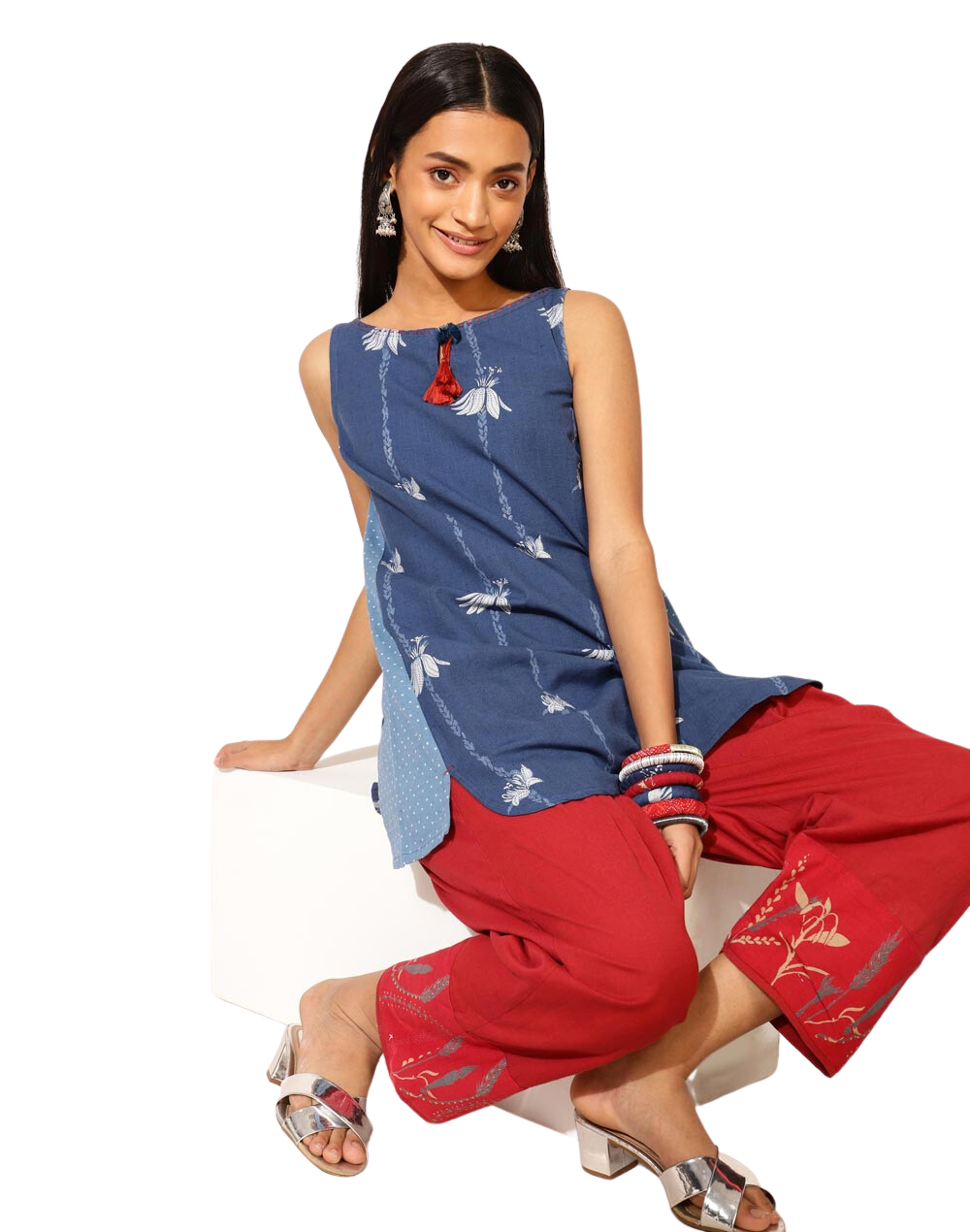 Kurta corta. Azul índigo