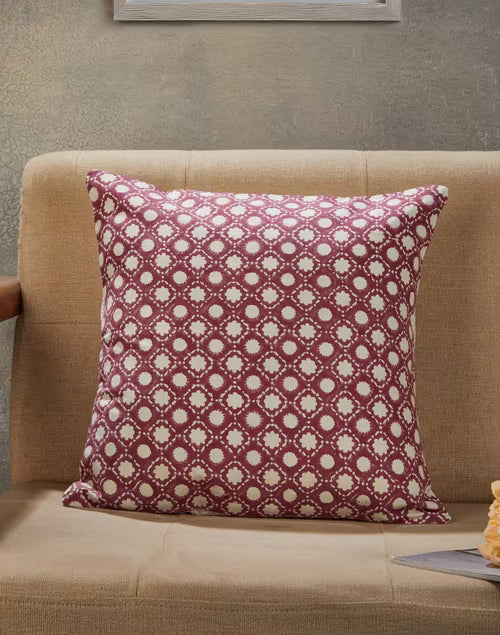 Funda de cojín de algodón estampada. Tahaan vino 40x40