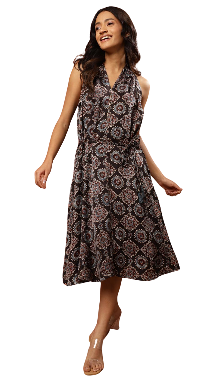 Vestido Ajrakh. Negro