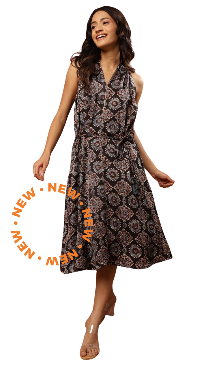 Vestido Ajrakh. Negro