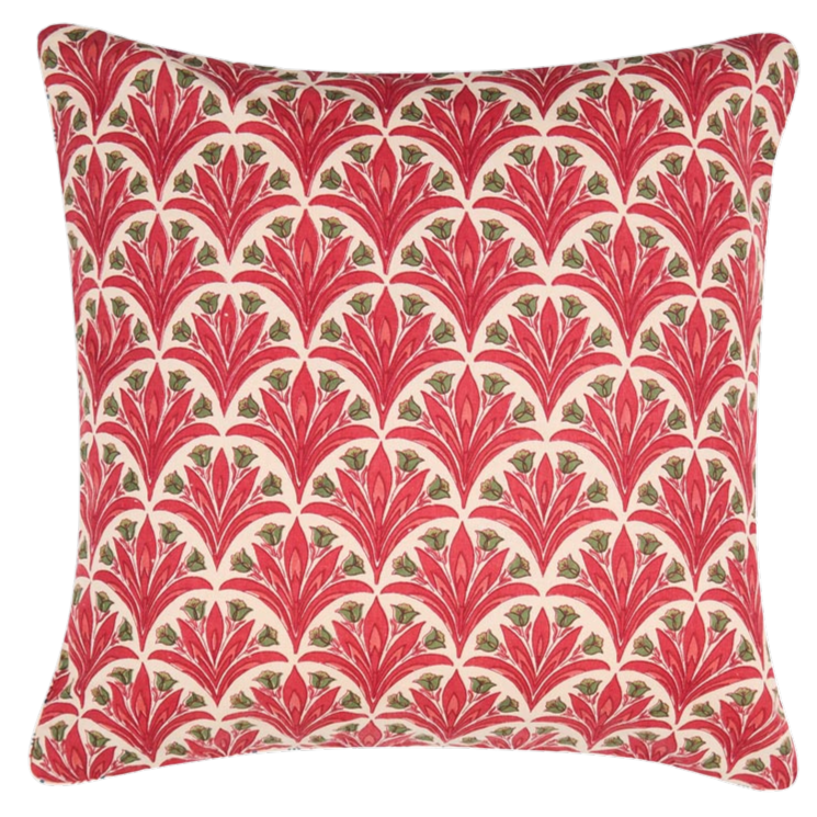Funda de cojín de algodón estampada. Gulzar Pankh rojo 40x40
