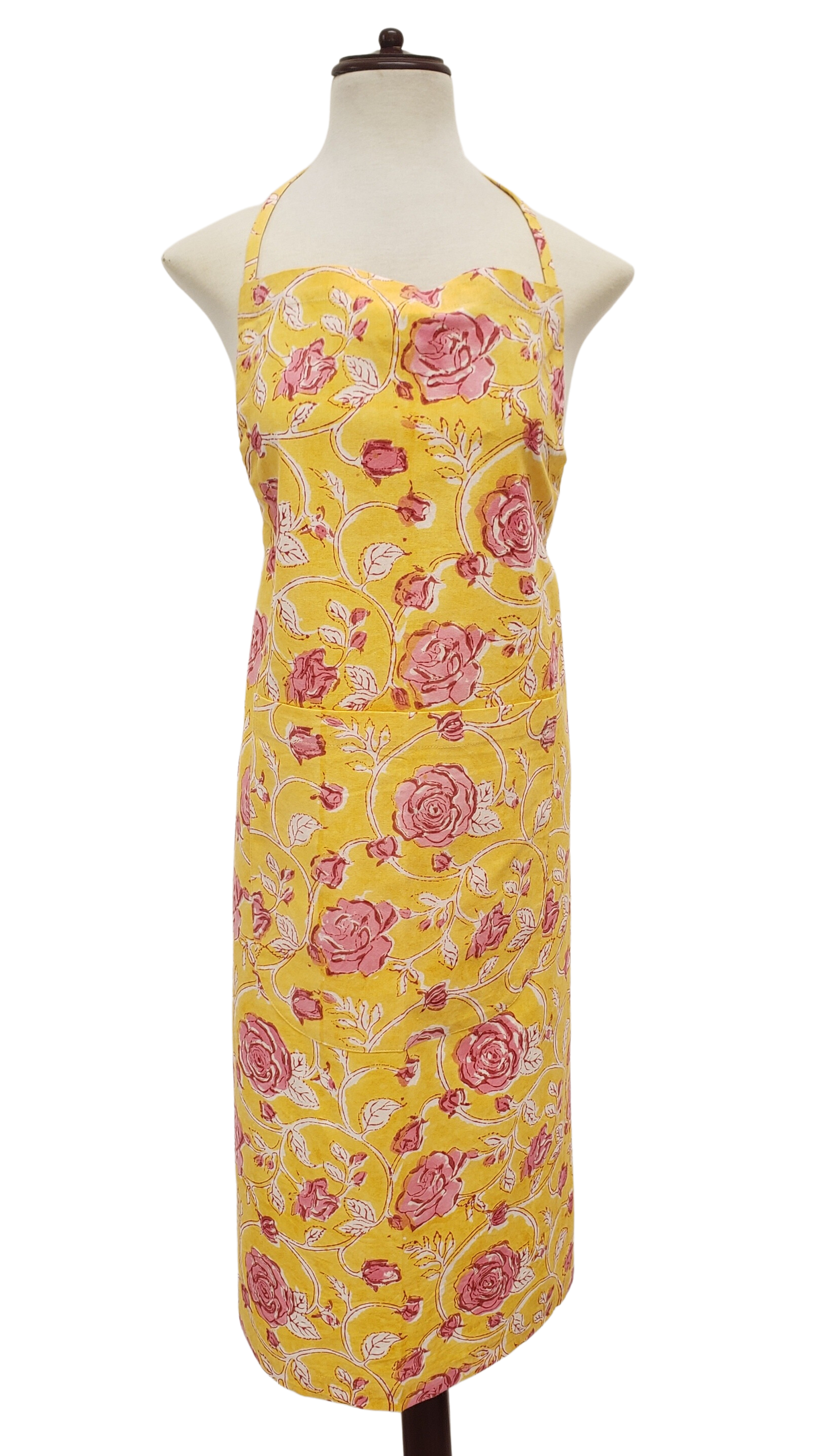Delantal estampado a mano Rosas