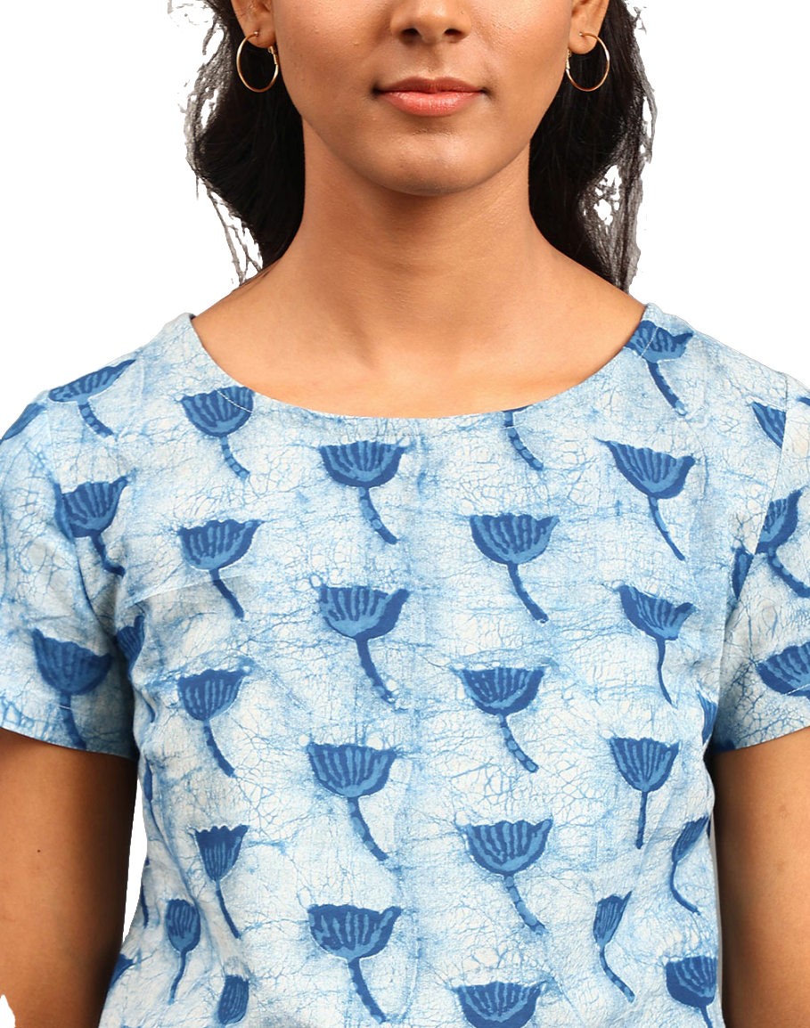 Vestido azul índigo natural Dabu degradado