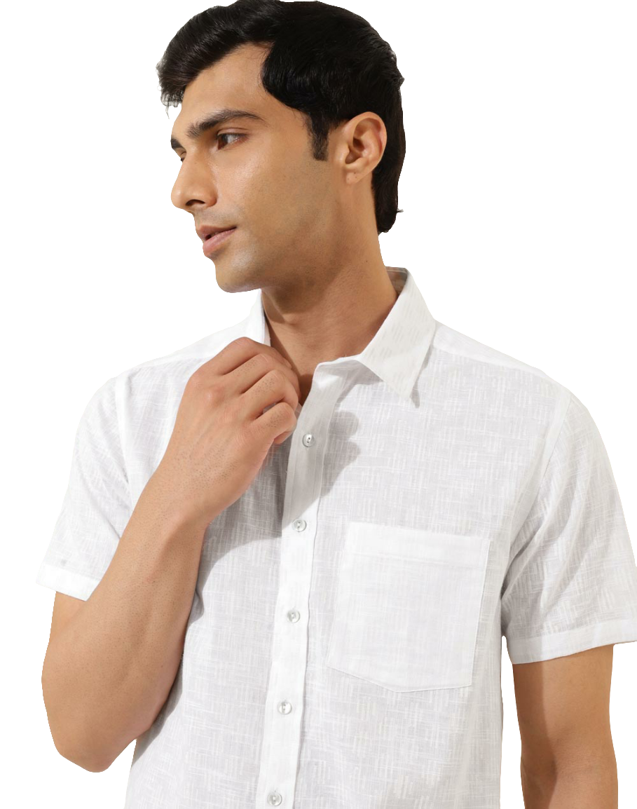 Camisa para hombre estampada a mano. Blanca