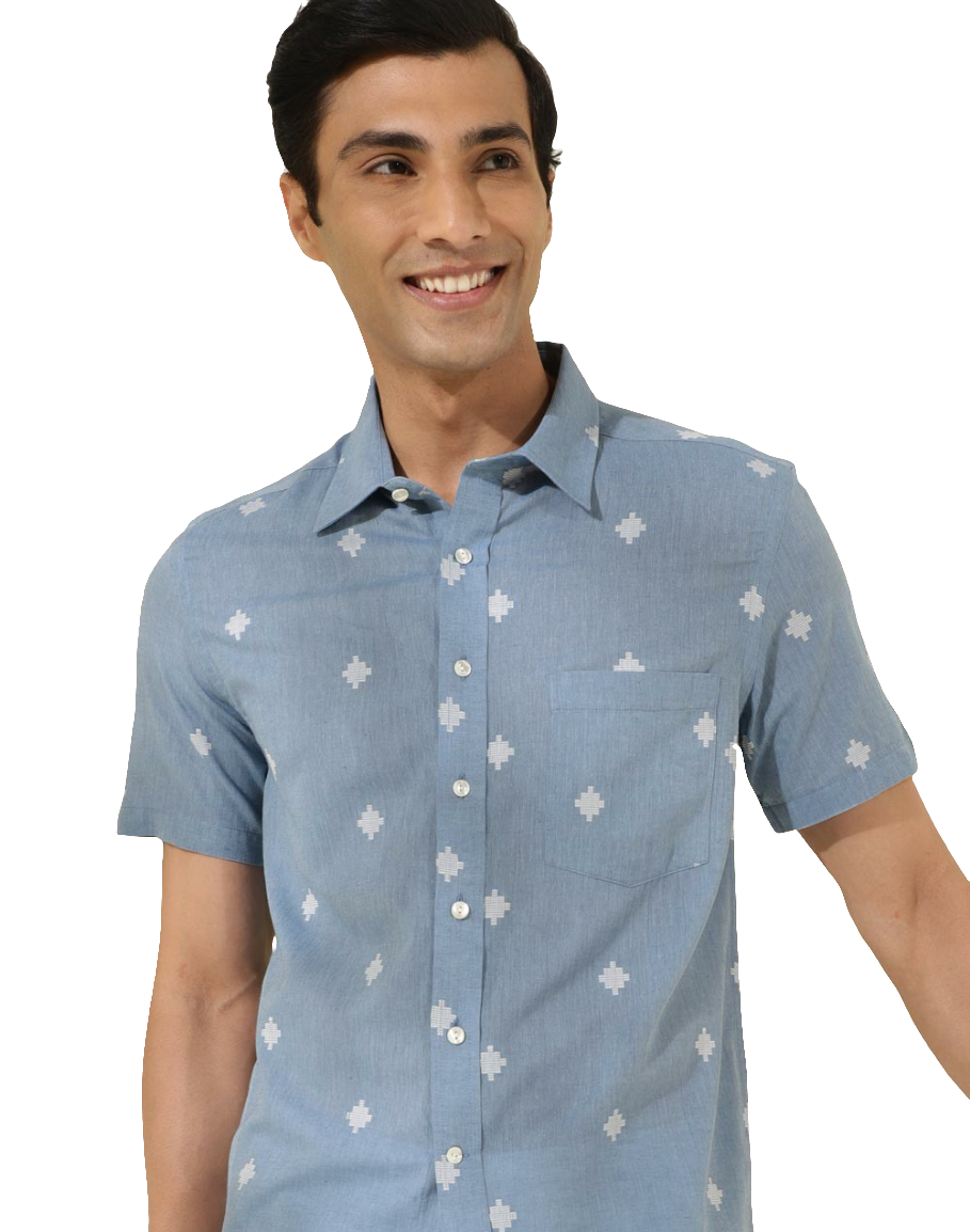 Camisa para hombre. Azul con dibujo