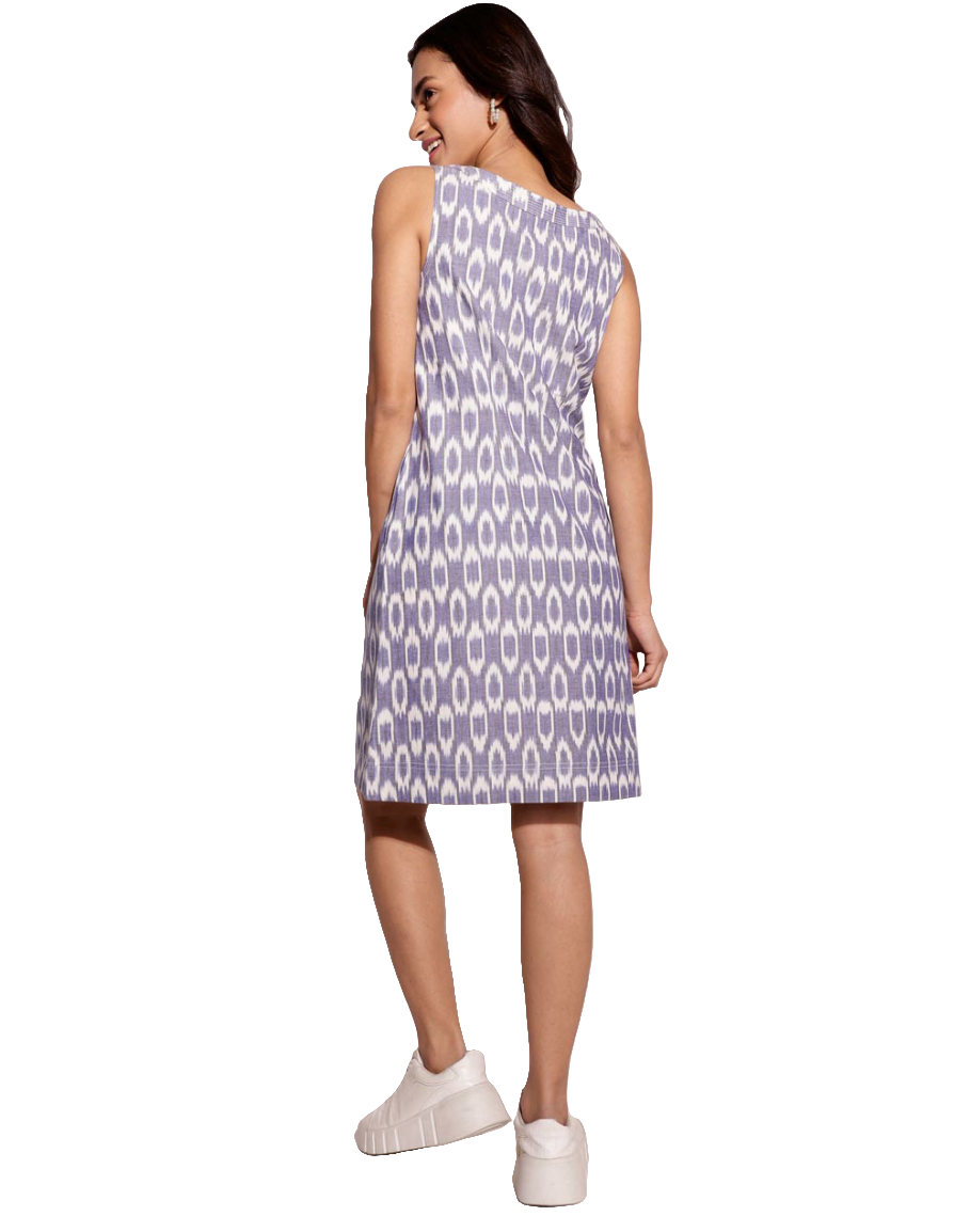 Vestido corto Ikat. Azul