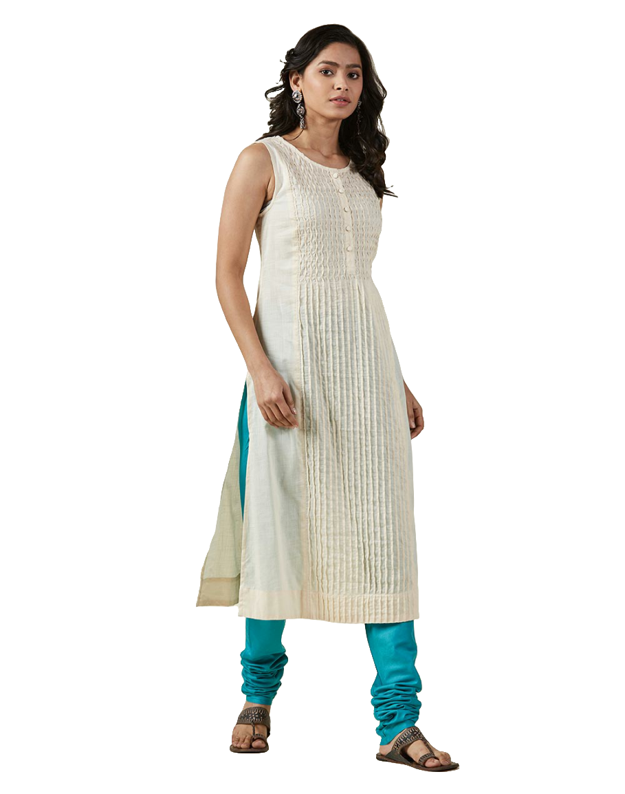 Kurta larga con pliegues. Crudo