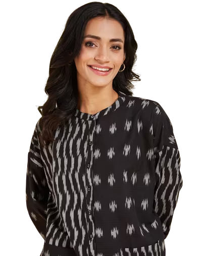 Blusa Ikat negra. Oversize PREVENTA