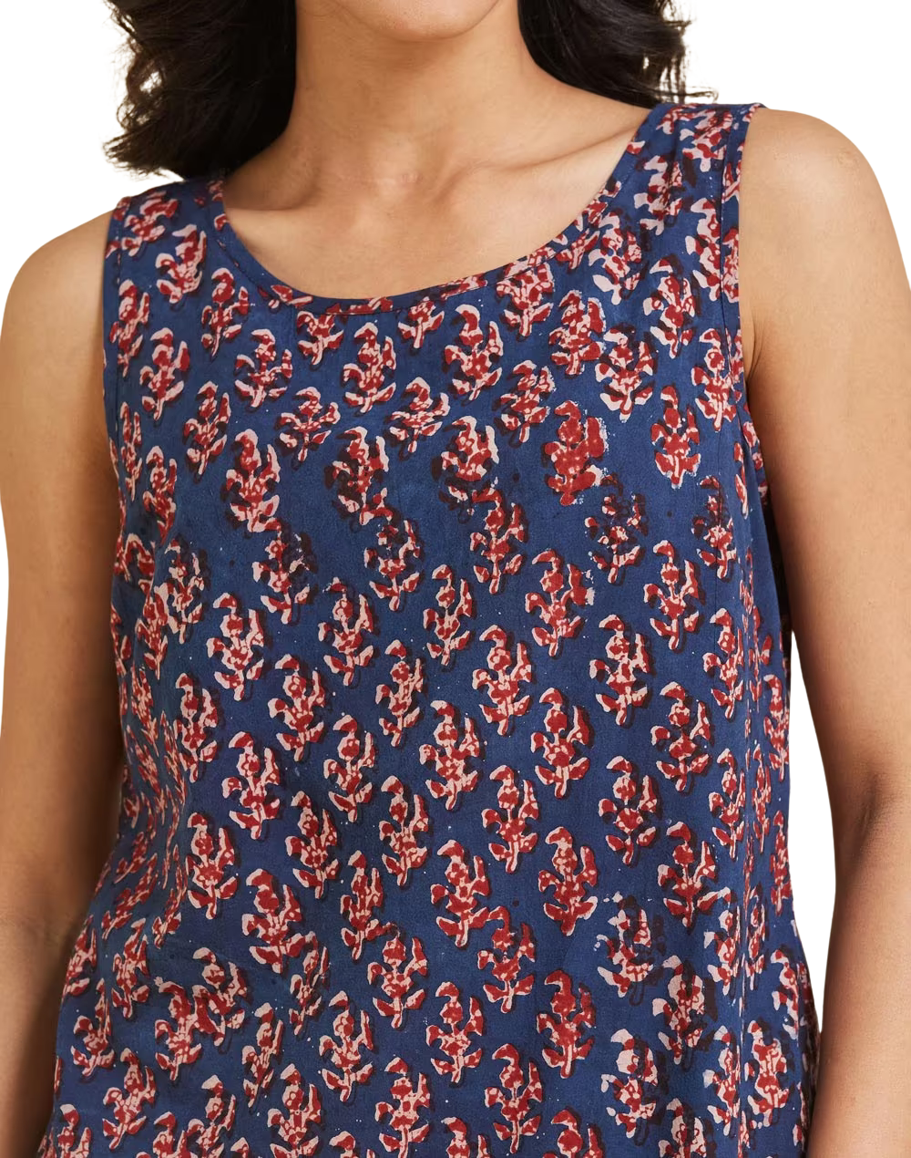 Blusa sin mangas Bagru. Índigo PREVENTA