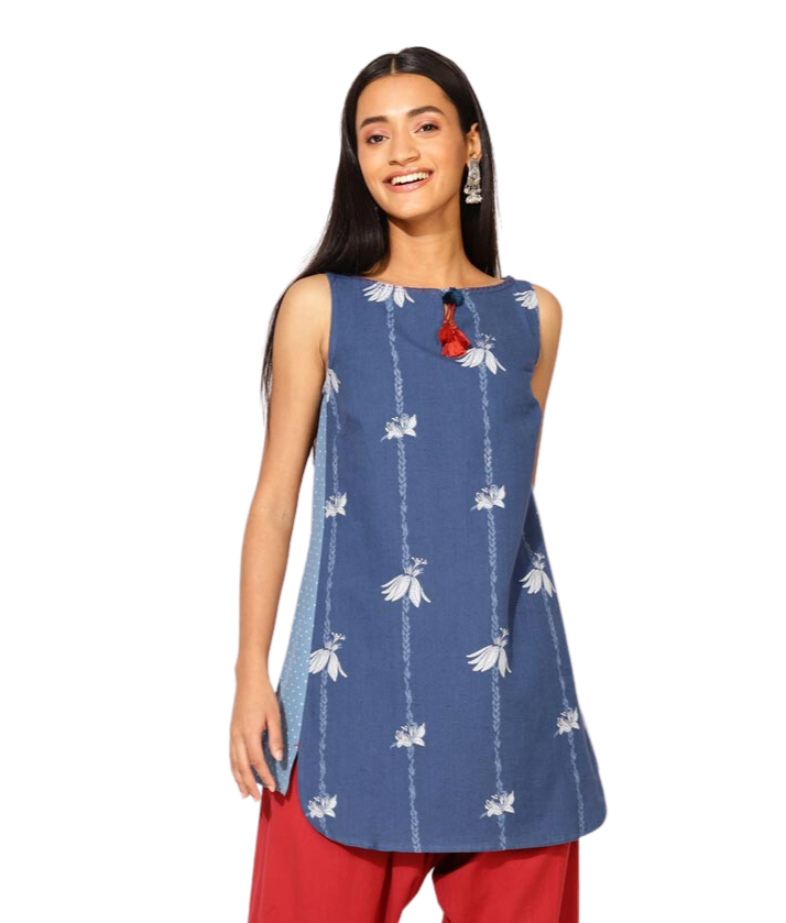 Kurta corta. Azul índigo