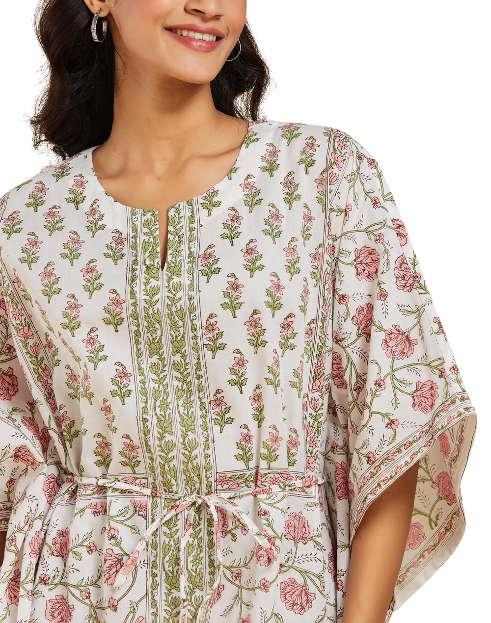 PREVENTA - Kaftán estampado floral. Rosa