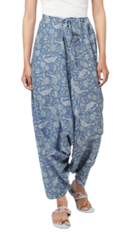 Pantaló Harem. Estampado azul claro